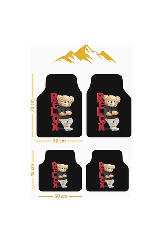 Teddy Ayıcık Premium Dot Tabanlı 4 Lü Araba Paspası Takımı Aps0002