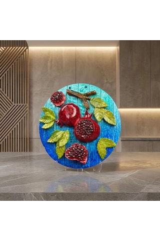 Nar Figürlü Duvar & Masa Tablosu 21 Cm Ahşap Dokulu Bereket Dekoru & Yeni Ev Hediyesi