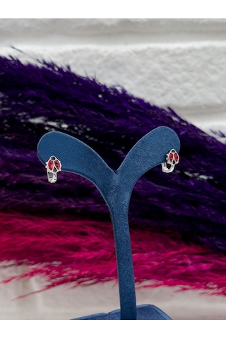 925 Ayar Gümüş Uğur Böcekli Zarif Kız Çocuk Küpesi Gümüş