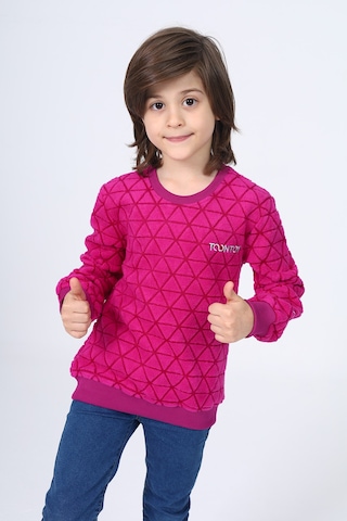 Toontoy Unisex Çocuk Nakışlı Sweatshirt Mürdüm