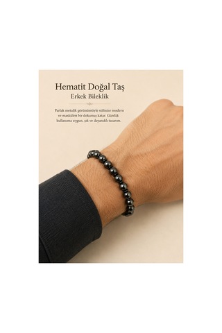 Leyan Doğal Taş 8 Mm Hematit Bileklik Metalik Metalik Leyan Doğal Taş 8 Mm Hematit Bileklik Metalik Metalik