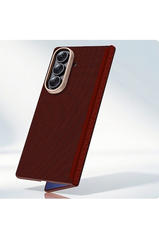 Samsung Uyumlu Galaxy Z Fold 7 Uyumlu Kılıf M-safe Şarj Özellikli Zore Paris Zerre Sert Pc Kapak Bordo