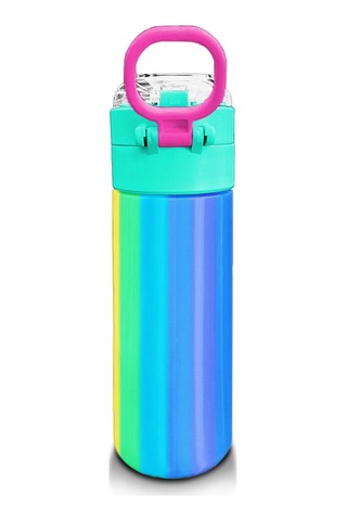 Coral High Kids Renkli Çizgili Desenli Pipetli Ve Direkt İçim Çelik Termos 500 Ml 31873 Çok Renkli