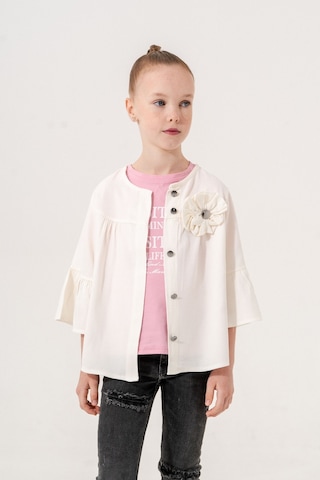 Kız Çocuk Çiçek Gömlekli İkili Kız Takım 3127 Ekru