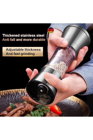 Jialan Çok Fonksiyonlu Manuel Tuz Ve Karabiber Değirmeni Gümüş