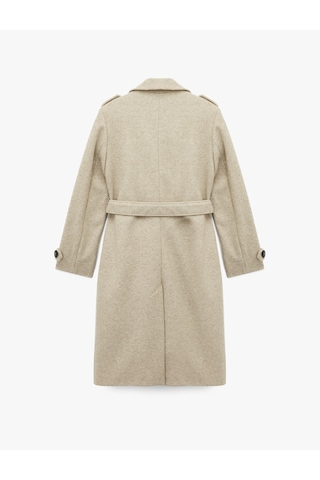 Koton Uzun Kollu Kruvaze Kemerli Uzun Kaşe Kaban Vizon 6wak00094ew Vizon