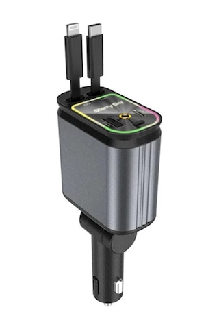 4 Ü 1 Arada Çift Usb Bağlantı Çakmaklık, Type-c Hızlı Şarjlı 66w,geri Çekilebilir Araç Telefon Şarj