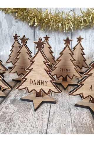 Ahşap Yılbaşı Ağacı Dekor Masaüstü Hediyelik- İsimli Yılbaşı Hediyesi
