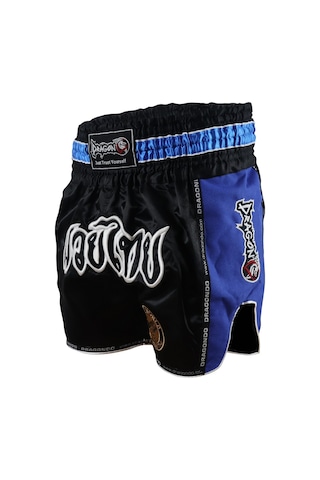 Dragondo Mt3018 Muaythai Şortu Nakışlı Muay Thai Şortu Mavi - Siyah