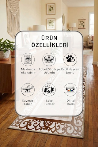 L8003 Salon Mutfak Yatak Odası Yıkanabilir Yolluk Gri