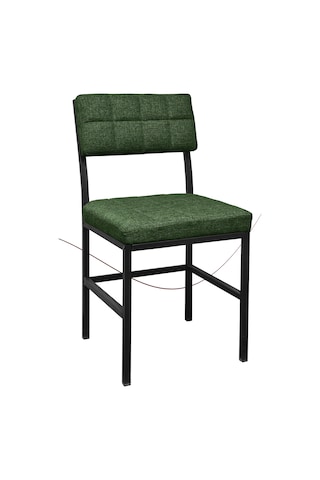 Nemeron İkon Mutfak Sandalyesi Keten Kumaş Metal Sandalye Silinebilir Kafe Salon Sandalyesi - Yeşil Yeşil