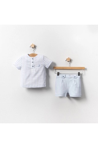 Yazlık Yelken Nakışlı Bebe 2'li Erkek Takım Mavi