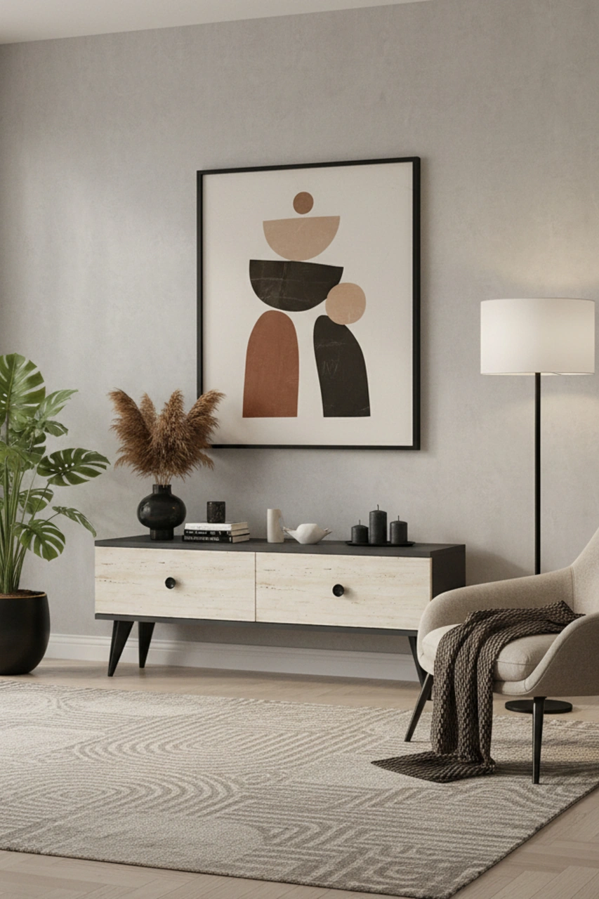 Tsa1202at - Mona Tv Stand Antrasit-traverten 120cm Antrasit