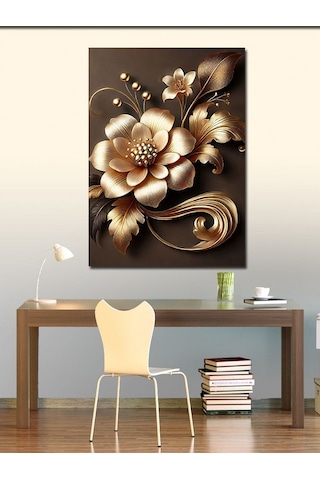 Kanvas Tablo Altın Çiçek Deseni 70cmx100cm