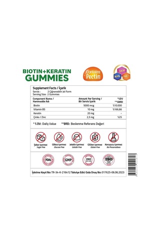 Validus Biotin Keratin 60 Gummies