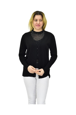 Kadın Triko Spor Hırka Bgl-st04087 Siyah