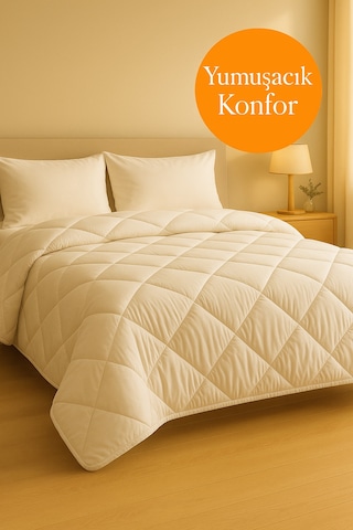 HİG HOME Tek Kişilik Ekonomik Yumuşak Sıcak Tutan Kışlık Yorgan Beyaz