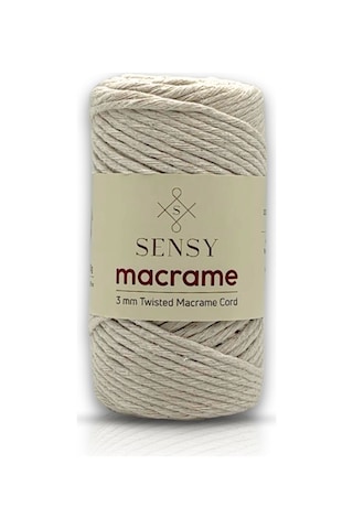 Sensy Taranan Makrome İpi 3mm Taranabilir Pamuk Makrome İpi Makrame İpi Doğal Beyaz