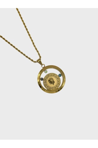 Arnes Jewelry Çelik Yarım Altın Takılabilir Nazar Boncuklu Kolye Ar606nes Gold