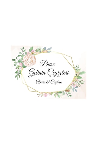 Beyaz Gül Temalı Altın Renkli Çeyiz Koli Etiketi 10 Adet A4 Ebat Baskılı Sticker Diğer