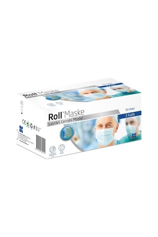 Roll Cerrahi Maske 3 Katlı Tekli Zarf 50Li 1 Adet