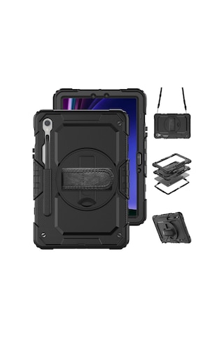 Samsung Galaxy Uyumlu Tab S9 Fe Sm-x510 Sm-x516b Pc+silikon Kılıf Kickstand Tablet Kılıfı Pet Ekran Koruyucu Ve El Kayışı