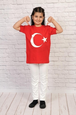 23 Nisan-Türk Bayrağı-Ay-Yıldız Baskılı Erkek-Kız Tshirt-Tişört