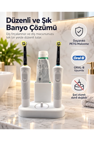 Elektrikli Diş Fırçası Organizeri Oral-b Uyumlu Beyaz