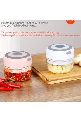 Kosona 250ml Usb Şarjlı Püskürtme Butonuyla Gönüllü, Biber, Zencefil, Sarımsak Ve Bebek Yemeği Blenderı - Pembe Diğer