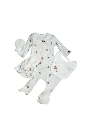 Yeni Koleksiyon Jakarlı Kız Bebek Organik Hastane Çıkışı Seti Çok Renkli