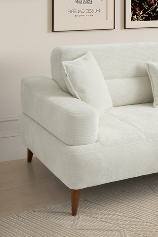 Neo Ahşap Ayaklı Beyaz 3 Lü Kanepe Beyaz