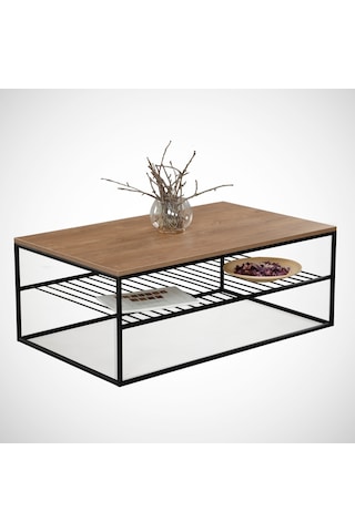 Etna Orta Sehpa Metal & Orta Masa Kafkas Meşe/Metal Ayaklı Sehpa