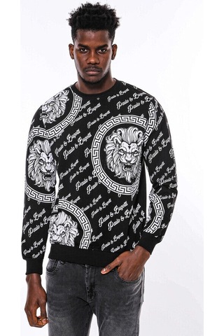 Wessi Siyah Taşlı Baskılı Ve Desenli Sweatshirt Siyah