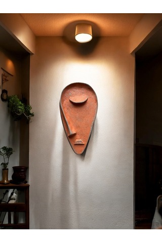 Taş Heykel Duvar Maskesi, El Yapımı Soyut Yarı Yüz Duvar Dekoru, Ev Ve Ofis Hediye Dekor