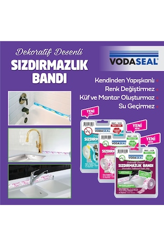 Vodaseal Sızdırmazlık Bandı 38 Mmx3,20 Mt Pembe Çiçek Desen