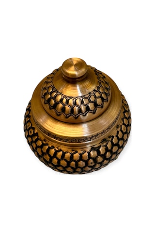 Petek Desenli Bakır Şekerlik, Skoç Eskitme Bakır