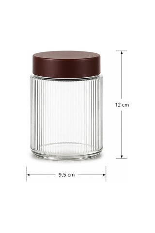 12'li Etiketli Çizgili Cam Kavanoz Baharatlık Seti Plastik Contalı Hava Almaz Kapaklı Baharatlık Saklama Kabı 12 X 500 Ml Şeffaf