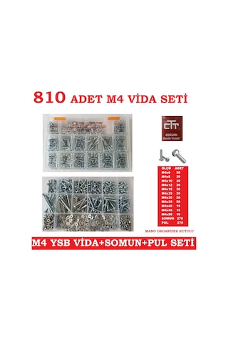 M4 Ysb Vida Somun Pul Seti 810 Adet