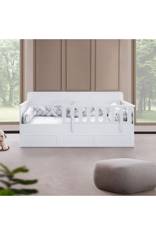 Mira Çocuk Odası Takımı, Mira Yavrulu Karyola, Berlin 3 Kapaklı Dolap, Şifonyer - Beyaz