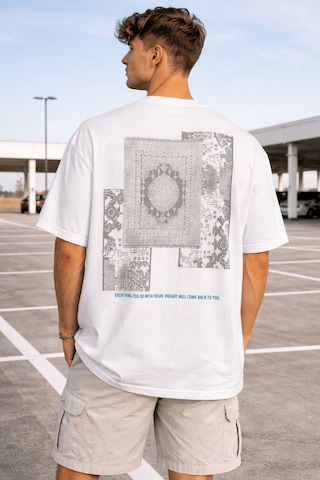 Cool Tarz Oversize Erkek Tişört Baskılı Pamuklu Rahat Kesim Streetwear Yazlık Basic T-shirt Beyaz Beyaz
