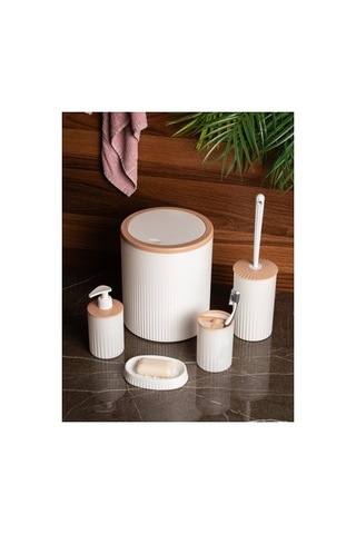 5 Parça Banyo Seti, Kullanışlı Ve Şık Tasarım İle Banyo Dekoru 000 Açık Krem