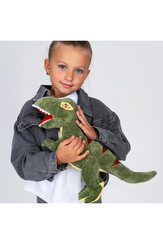 İthal Soft Kumaş Xl Boy Dinozor Tyrannosaurus T-rex Figür Peluş Oyuncak Uyku & Oyun Arkadaşı 55 Cm. Yeşil