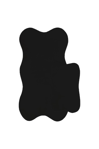 Anatolia 2'li Siyah 80x140 + 50x70 Cm Büyük Ebat Banyo Paspası Seti Kaymaz Tabanlı Klozet Takımı Siyah
