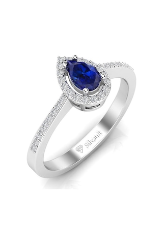 0,50 Karat Pırlantalı Damla Safir Yüzük