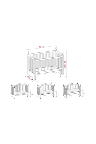 Meltem Kids Kral Sallanır Ahşap Anne Yanı Beşik 60x120 cm (beyaz ) Beyaz