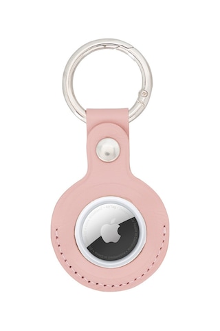 Apple Airtag Uyumlu Deri Anahtarlık, Nu2 Pembe