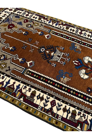 El Dokuma Kök Boya Seccade Yahyalı 84x140 Yün Kahve Namazlık