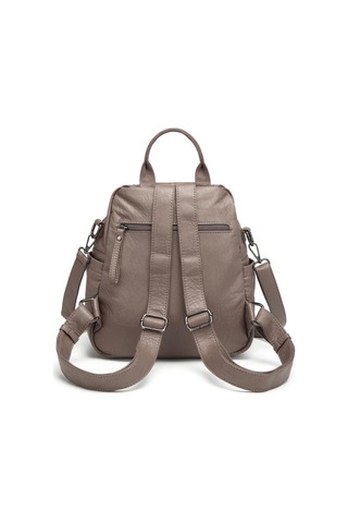 Yıkama Deri Sırt Askılı Kadın Çantası 21-k Barcelona 1908 Vizon