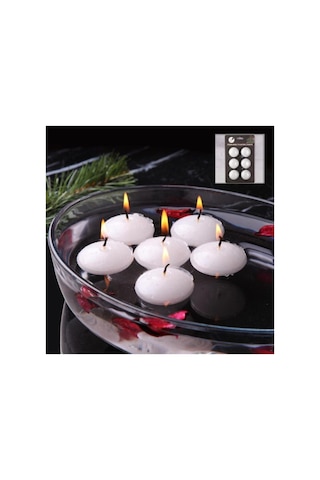 Suda Yüzen Mum 6 Adet Natural Tea Light Beyaz Beyaz Suda Yüzen Mum 6 Adet Natural Tea Light Beyaz Beyaz
