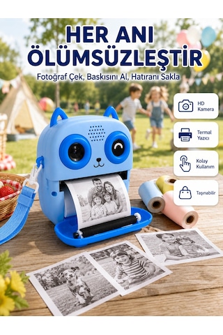 Çocuklar İçin Termal Baskılı Dijital Fotoğraf Makinesi Ön Ve Arka Kameralı Çok Renkli